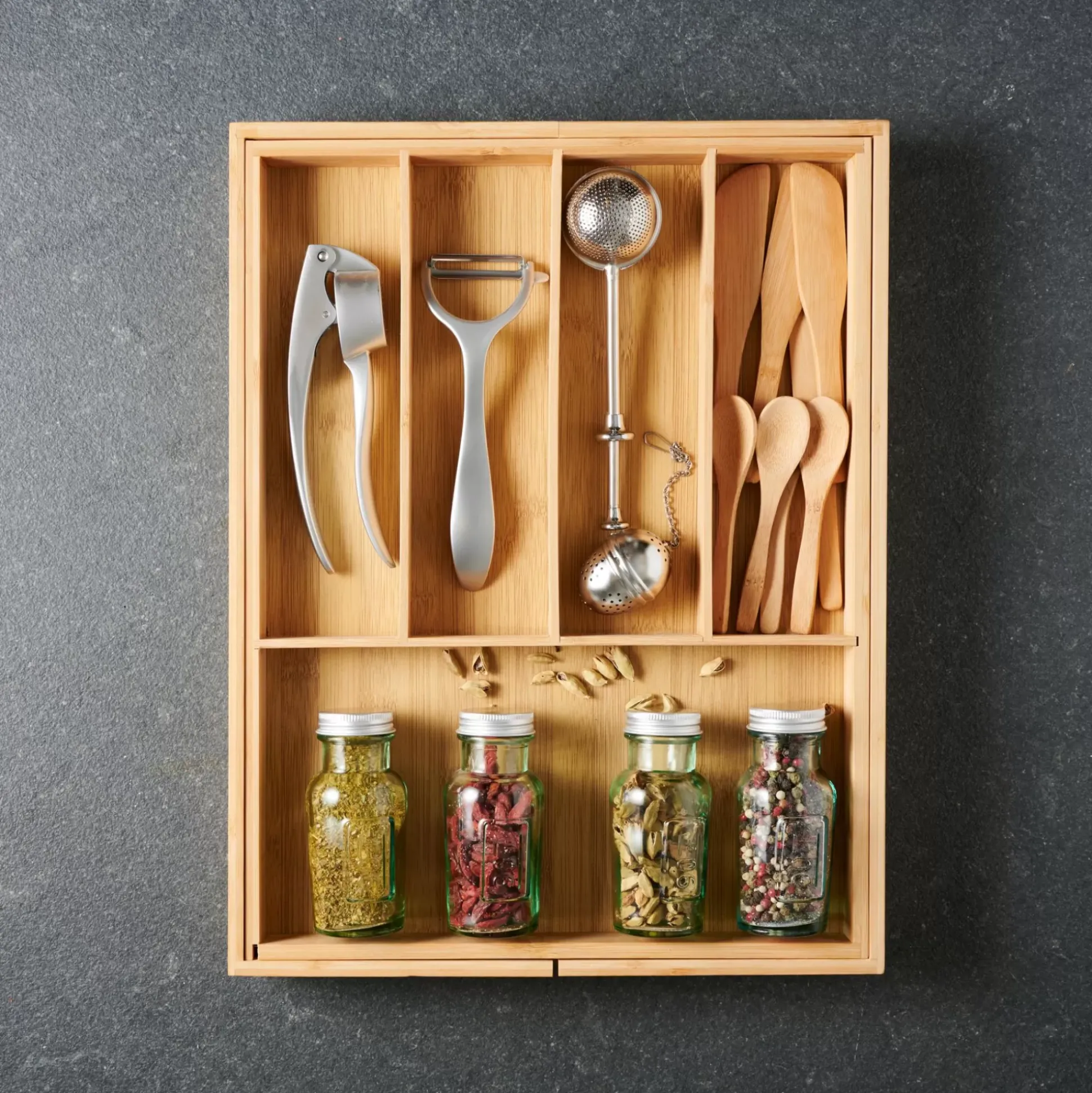 Bamboo Organizador Cajon Extensible Natural