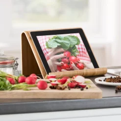 Bambus Soporte Tableta Atril De Cocina Natural