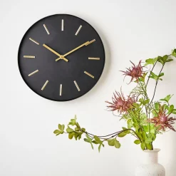 Black Reloj De Pared Negro