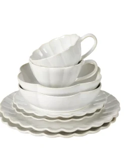 Dahlia Flower Plato Hondo Blanco