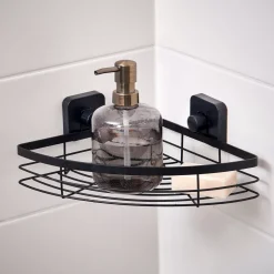 Industria Rinconera Para Ducha Con Ventosas Negro