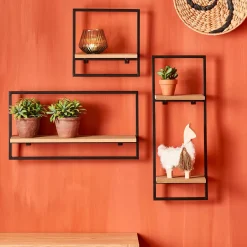 Mix&Match Estanteria De Pared Negro, Natural