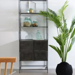 Pharma Estanteria De Pared Con 4 Cajones Negro