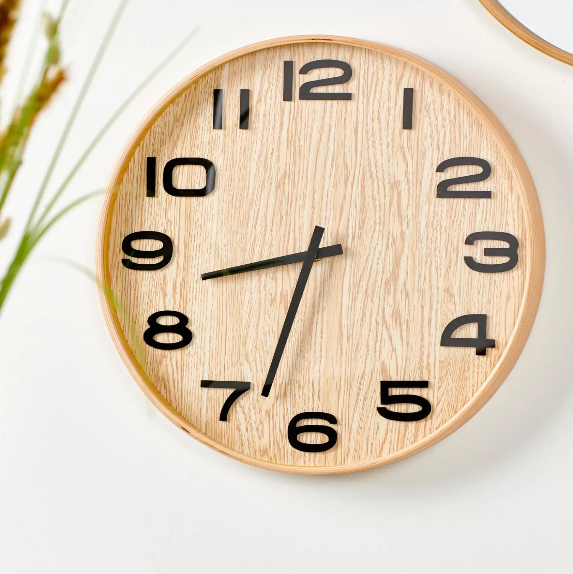 Plywood Reloj De Pared Natural