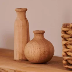 Rubberwood Florero Decorativo Natural