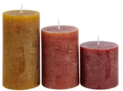 Rustic Velas Juego De 3 Marron, Rojo, Verde