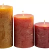 Rustic Velas Juego De 3 Verde, Crema, Morado Claro