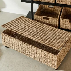 Seagrass Caja De Almacenaje Con Ruedas Natural
