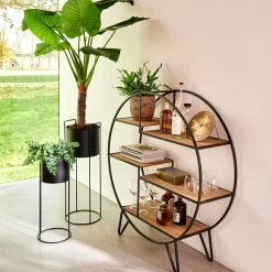 Sirkel Estanteria De Pared Negro, Natural