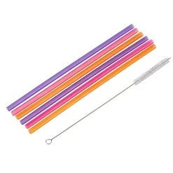 Slurp Pajitas Reutiliz Juego De 6 Mezcla De 3 Colores Naranja, Morado, Rosa