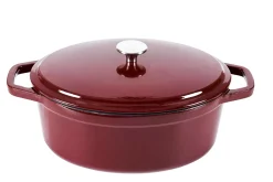 Stew Olla Hierro Fundido Ovalado Rojo Oscuro