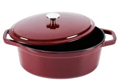 Stew Olla Hierro Fundido Ovalado Rojo Oscuro