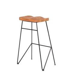 Teak Taburete Bar Negro, Natural