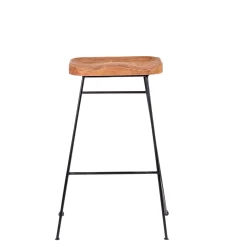 Teak Taburete Bar Negro, Natural