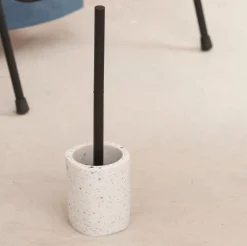 Terrazzo Cepillo Wc En Soporte Blanco